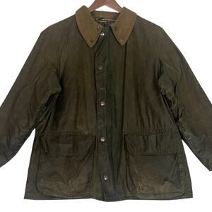 Vintage Waxed Hunting Jacket Mens Large Chore Coat Brown 80s Thorndale England